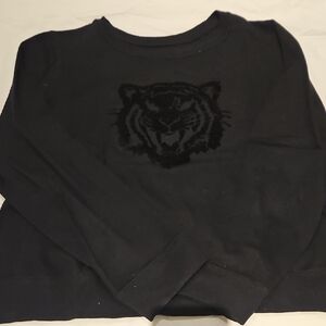 Joe Fresh Black Crew Neck Sweater with Tiger Design